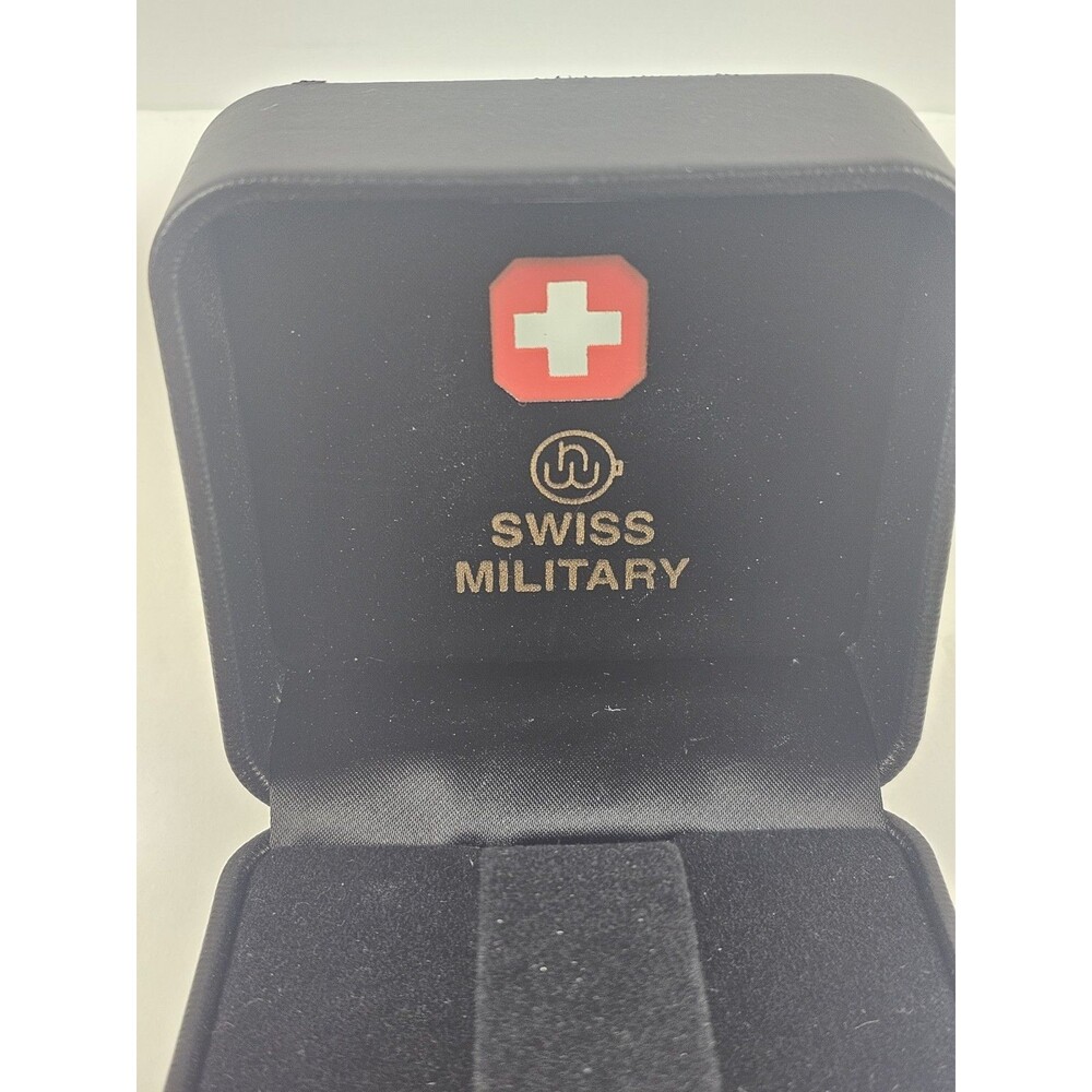 Swiss Military Watch Box Empty Faux Leather Exterior Black Felt Interior - Picture 10 of 11